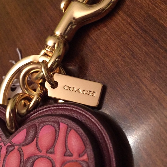 Coach Signature Heart Keychain Bag Charm - Picture 3 of 5